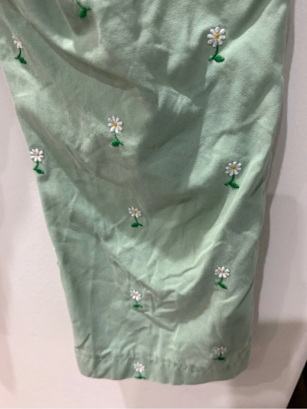 GAP Sage Green Daisy Embroidered Chinos